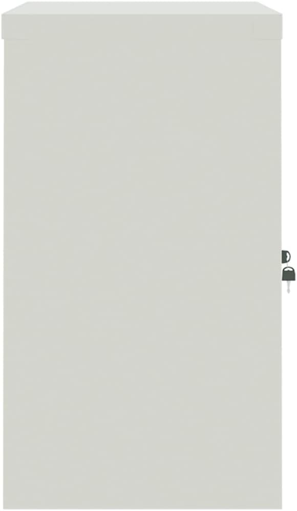 Gecheer Filing cabinet, office cabinet, locker cabinet with 2 doors, office, workplace, metal storage cabinet, light grey, 90x40x70cm, steel - QUORE