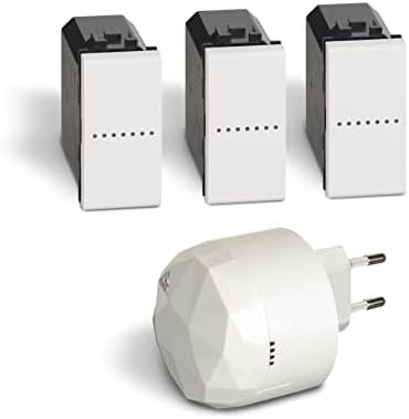 BTicino Livinglight SN3601KIT Smart lichtset, voor in- en uitschakelen van de lichten via app of met Alexa, Google en Siri, met 1 gateway plug-in wit S36GWDC en 3 aangesloten witte schakelaars N4003C