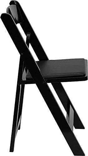 Flash Furniture Hercules klapstoel, hout, met gevoerde vinylzitting, zwart, 4 stuks - QUORE