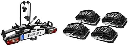 EUFAB 11521 Premium ll Fietsendrager voor trekhaak, geschikt voor e-bikes.,zwart & Eufab fietsendrager spanbanden 12027