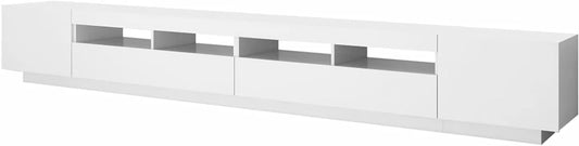 Gecheer TV Cabinet with LED Lights Lowboard TV Cabinet TV Table Stereo Cabinet TV Table TV Furniture TV Sofas & Lowboards Cabinet for Living Room Bedroom, White 300x35x40cm - QUORE