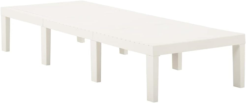 Ligbed – Zonnebed – Ligstoel – Lounger – Tuinbed – Kunststof – Wit – Verstelbare Rugleuning – Lichtgewicht Design