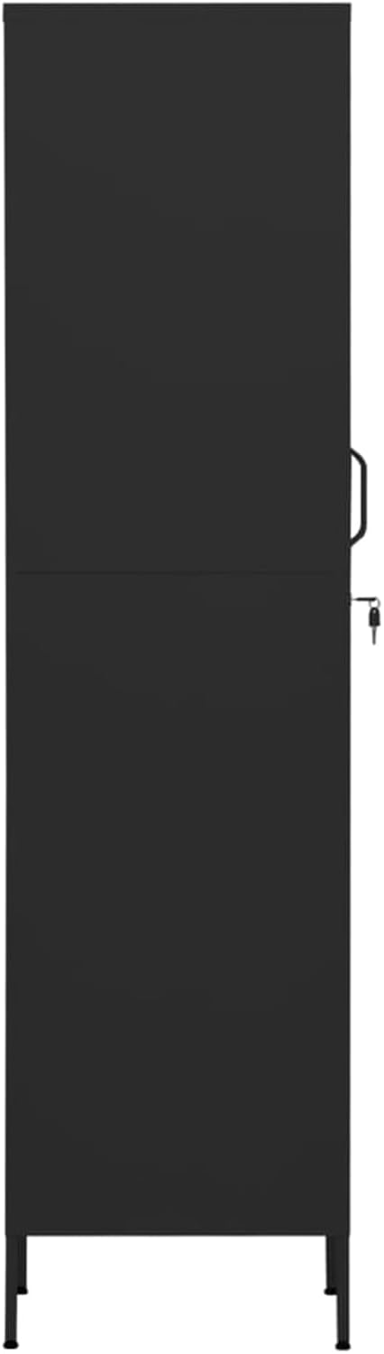 Lockerkast – Werkplaatskast – Metalen Lockerkast – Smalle Opbergkast – Veiligheidskast – Staal – Verstelbare Planken – Zwart 35x46x180 cm