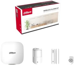 Dahua draadloze inbraakalarm set (draagfrequentie 868 MHz), inclusief alarmcentrale, draadloze afstandsbediening, draadloze magnetische deursensor en draadloze PIR-sensor