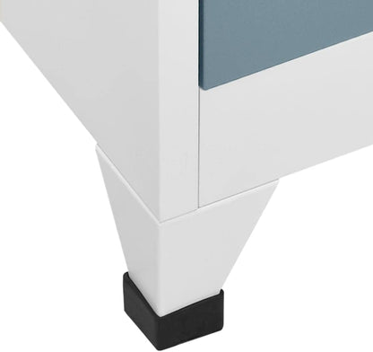 Lockerkast – Lockerkasten – Opbergkast – Kast – Archiefkast – Stalen Behuizing – Afsluitbare Deuren – 90x45x180 cm – Lichtgrijs en Donkergrijs