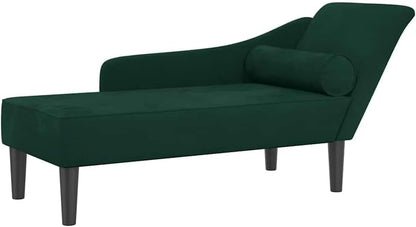 Chaise Longue – Lounge Sofa – Loungebank – Slaapkamerbank – Fluwelen Loungestoel – Donkergroen – Zacht Fluweel – Stevig Houten Frame