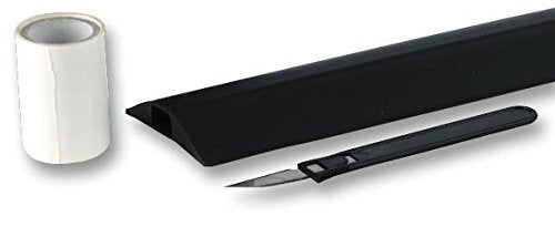 Vloerkabelbeschermer – Kabelbeschermer, Kabelgoot, Snoerbeschermer, Vloerkabelgoot – Enkelkanaal, 9 Meter – Zwart, 16 X 8 Mm