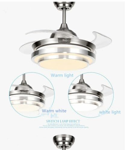 36 Inch 220V Ceiling Fan, Dimmable, Modern Smart Ceiling Light with LED Lights and Remote Control, Adjustable Wind Strength, Fan Lamp for Bedroom and Living Room, Silver - QUORE