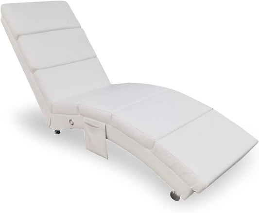 Lounge Relaxstoel – Fauteuil – Leunstoel – Zitstoel – Relaxfauteuil – Kunstleer Wit – Ergonomische Hoge Rugleuning – Dikke Comfortabele Bekleding 6 cm