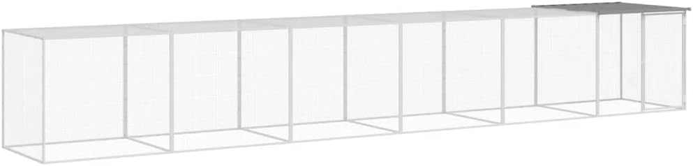 Kippenhok – Kippenren – Dierenverblijf – Pluimveehok – Buitenverblijf – Gegalvaniseerd Staal – Beschermend Dak – 103x98x90 cm – Lichtgrijs