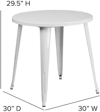 Flash Furniture Jeffrey Tuintafel voor binnen en buiten, rond, 76,2 cm, wit