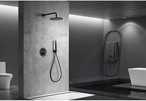 Douche Set – Douchekraan – Handdouche – Hoofddouche – Mengkraan – Matte Zwarte Afwerking – 25 cm Ronde Roestvrijstalen Hoofddouche