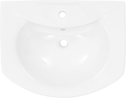 vidaXL Basin On Foot Freestanding 650x520x200mm Ceramic White Bathroom Gutter - QUORE