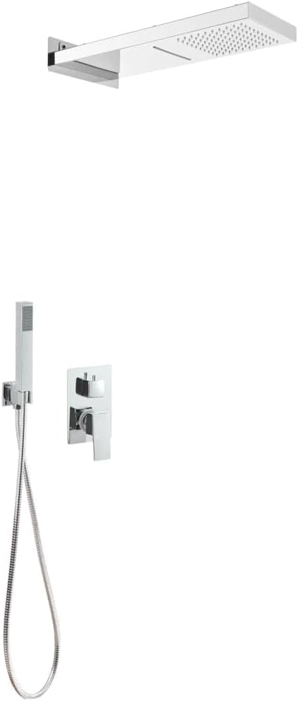 Douchekraan – Douchekraanset – Thermostaatkraan – Douchekop – Handdouche – RVS 201 Staal – Vierkante Regendouche 55x27 cm