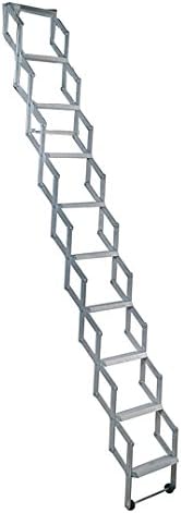 Alufix 9-Tread Concertina Loft Ladders - Ideaal voor kleine zolderruimtes | Easy DIY Fit | Aluminium | Vloer tot plafond 2.19m-2.46m (7.2ft-8.1ft)