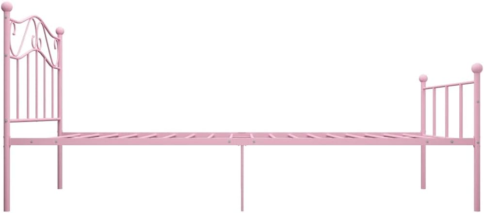 vidaXL Bedframe metaal roze 90x200 cm