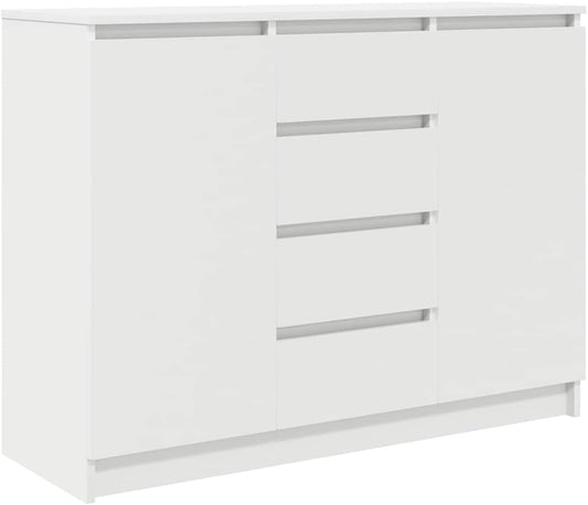 vidaXL Dressoir met lades 100,5x35x76 cm spaanplaat wit, opbergkast, dressoirkast, gangkast, buffetkast, keukenopbergkast, woonkamer opbergkast