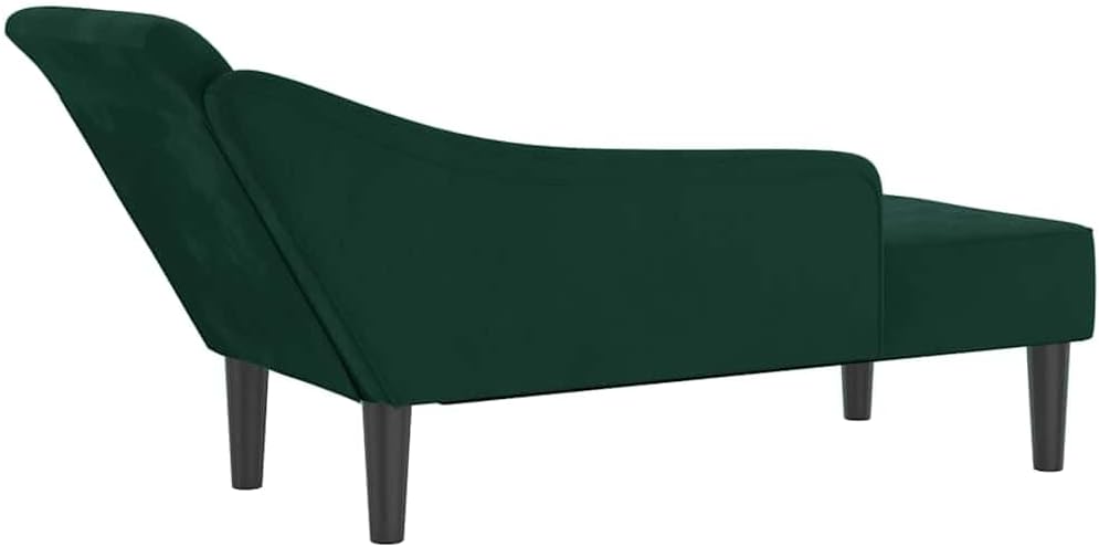 Chaise Longue – Lounge Sofa – Loungebank – Slaapkamerbank – Fluwelen Loungestoel – Donkergroen – Zacht Fluweel – Stevig Houten Frame