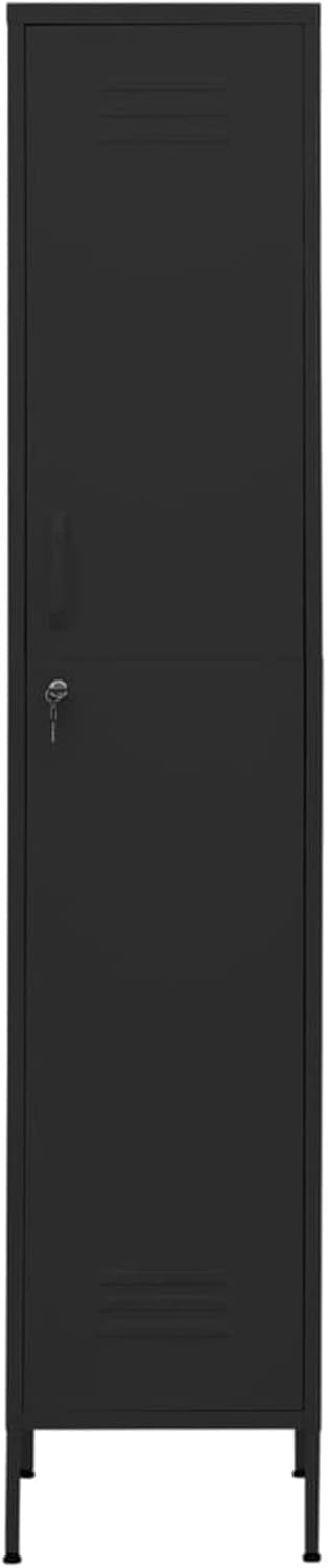 Lockerkast – Werkplaatskast – Metalen Lockerkast – Smalle Opbergkast – Veiligheidskast – Staal – Verstelbare Planken – Zwart 35x46x180 cm