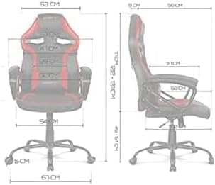 DRIFT GAMING Chair DR50 -DR50BR- Gamestoel, professioneel, in hoogte verstelbaar, tuimelstoel, gevoerde armleuningen, kunstleer, 67 x 122-131 x 67 cm, rood/zwart