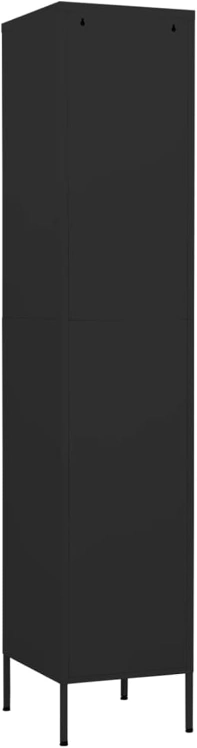 Lockerkast – Werkplaatskast – Metalen Lockerkast – Smalle Opbergkast – Veiligheidskast – Staal – Verstelbare Planken – Zwart 35x46x180 cm