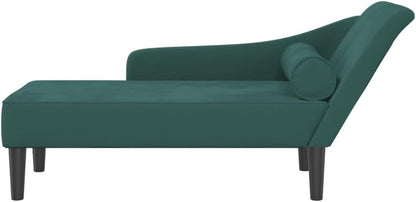 Chaise Longue – Lounge Sofa – Loungebank – Slaapkamerbank – Fluwelen Loungestoel – Donkergroen – Zacht Fluweel – Stevig Houten Frame