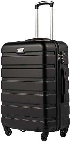 COOLIFE Reiskoffer hardshell koffer Grote Inchecken Koffer Bagage Lichtgewicht Reiskoffer Handbagage Koffer incl. TSA-slot trolley bagage rolkoffer 4 wielen ABS harde schaal (Zwart, 77cm-93L)