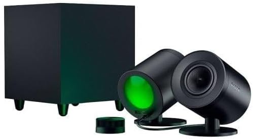 Razer Nommo V2 Pro - Full-range 2,1-gamingluidsprekers voor pc met draadloze subwoofer (drivers van 3 inch met aluminium faseplugge, Razer Chroma RGB-verlichting, THX Spatial Audio) Zwart