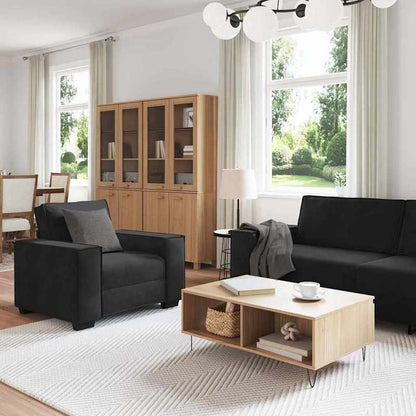 Zwarte Sofa – Bankstel – Loungebank – Zitbank – Velvet Bank – Met 3 Zachte Velvet Kussens – Vlekbestendig – Gemakkelijk Schoon Te Maken