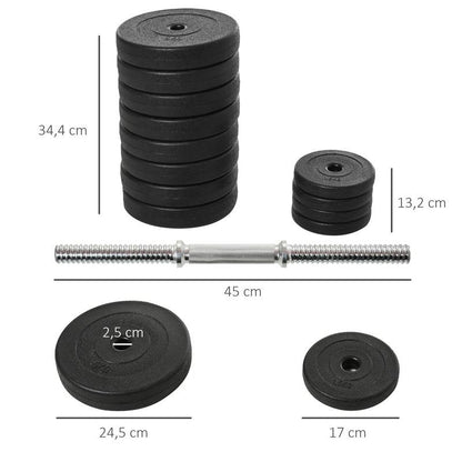 Verstelbare Dumbbell Set – Gewicht Dumbbells – Halterset – Home Gym Gewichten – Crosstraining Gewichten – 2 x 25 kg – Plastic Coating & Vloerbescherming