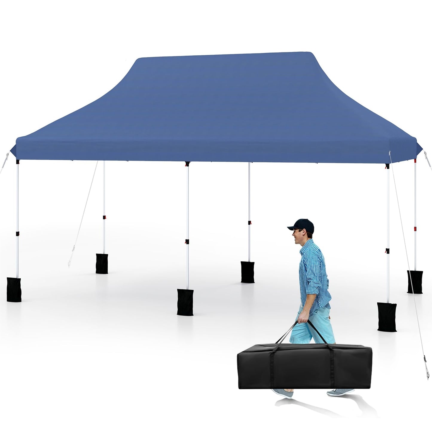 Opvouwbare Partytent – Vouwtent – Tent – Paviljoen – Tuinpaviljoen – Waterbestendig – UV Bescherming 50+ – 3x6m – Hoogte Verstelbaar – Blauw