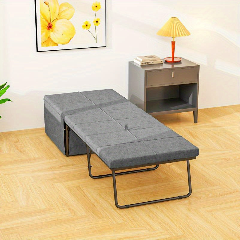 Opvouwbaar Bed – Vouwbed – Opklapbed – Logeerbed – Reisbed – Foam Matras 8 cm – Metaal Frame 120 kg Draagvermogen – Grijs