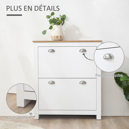 Schoenenkast – Schoenenkast – Schoenenrek – Schoenopberger – Schoenmeubel – Licht Eiken Wit – Verstelbare Legplanken – Anti-Kantelbeveiliging