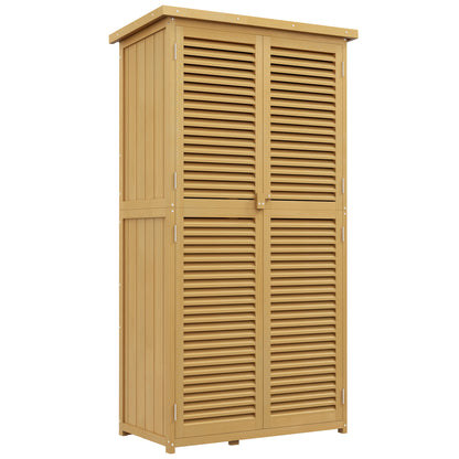 Tuinhuisje – Tuinkast – Tuinberging – Gereedschapsschuur – Opberghuis – Houten Tuinhuisje – Weerbestendig Asfalt Dak – 87x46,5x160 cm – Lichtgeel
