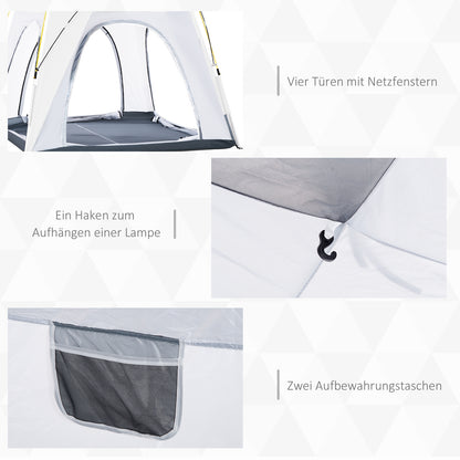 Pop-up Koepeltent – Koepeltent, Vouwtent, Buitentent, Campingtent – Lichtgrijs – Voor 4 Personen – Waterdicht en UV 50+ Bescherming