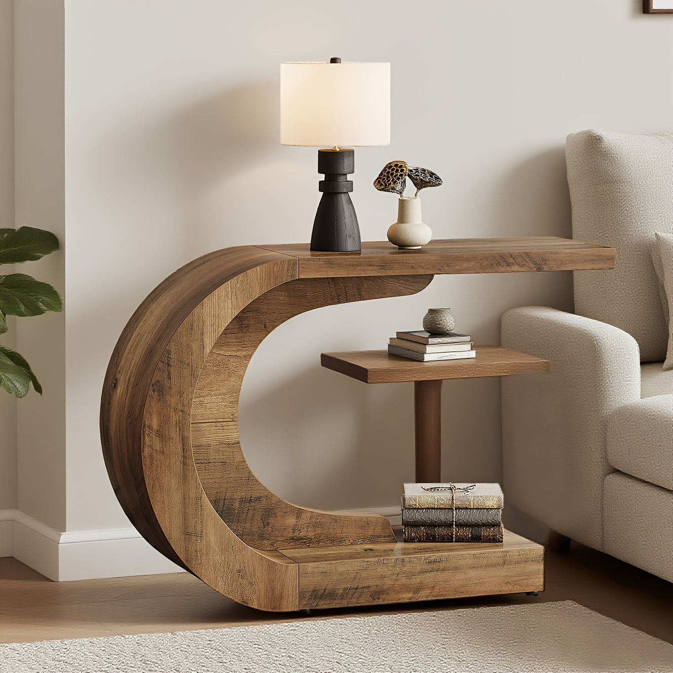 Mid-Century Modern Sidetable – Console Tafel – Haltafel – Accent Tafel – Entree Tafel – Massief Hout – Compact Onder 68,5 cm Hoog