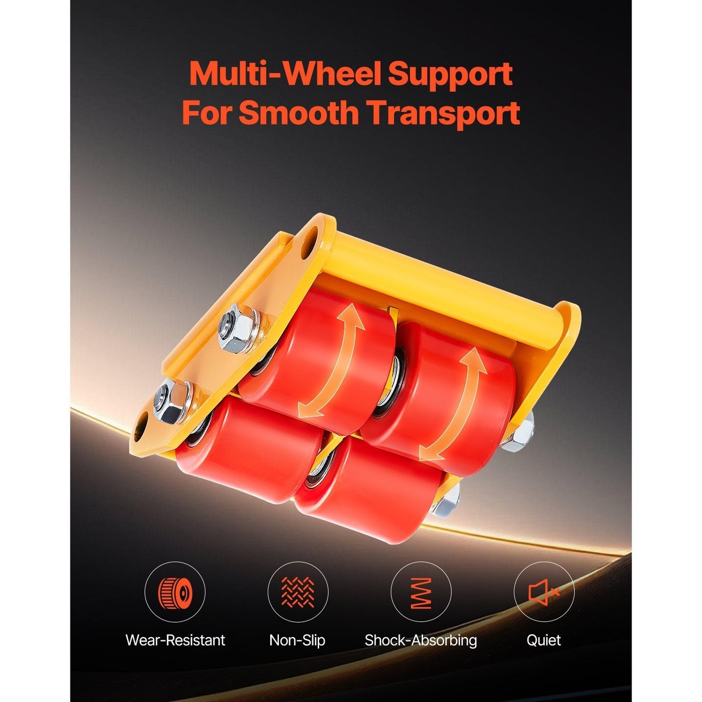 Machine Skate – Machine Dolly – Machinery Skate – Transportroller – Verplaatsroller – 6 Ton Draagvermogen – 360° Draaibare Wielen – Gele Uitvoering