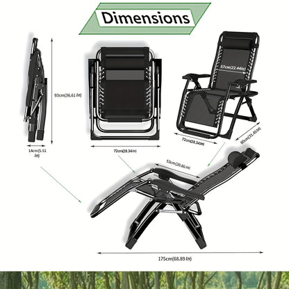 Outdoor Oversized Folding Sun Lounger, Patio Garden Chair with Cushion, Adjustable Recliner for Patio, Garden, Beach, Pool | Supports 250kg, Thick Padding & Neck Rest Pillow, Outdoor Chair, Patio Furniture, Poolside Lounger,