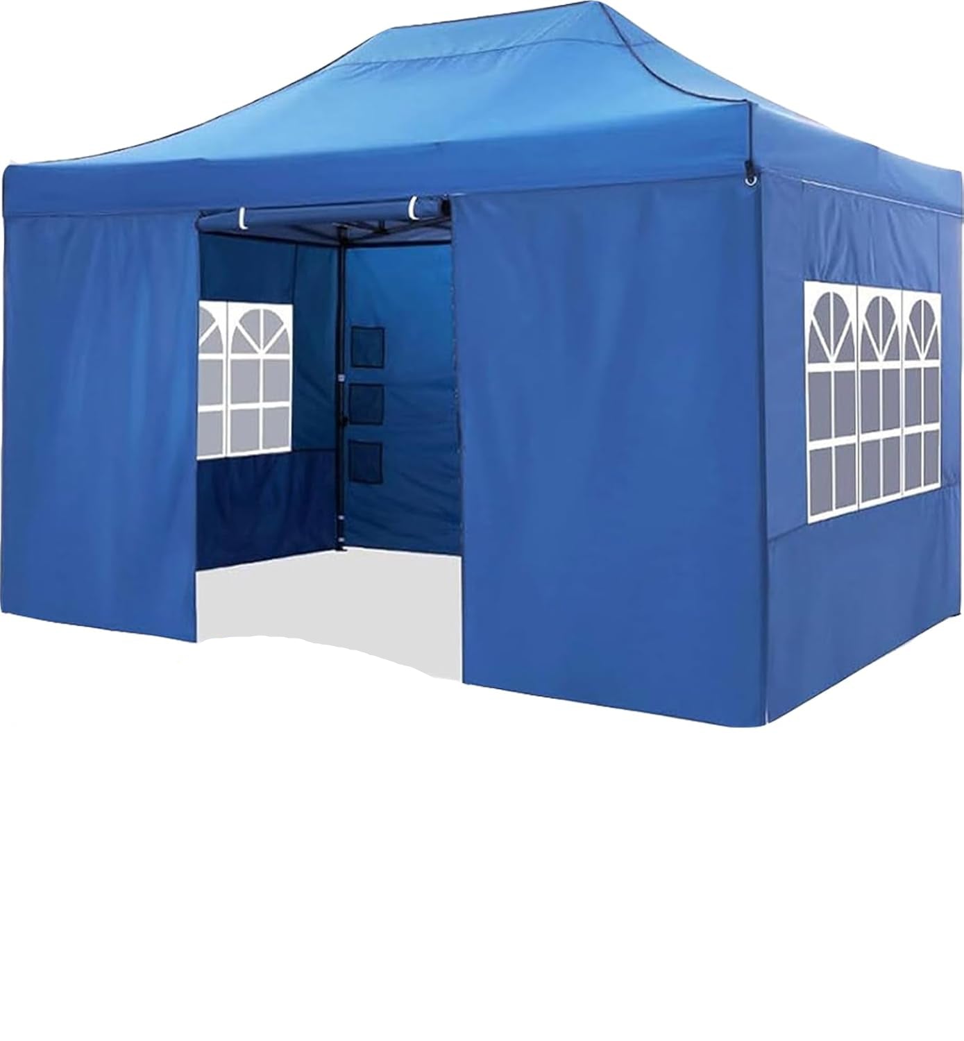 Pop-up Partytent – Tent Overkapping Canopy Vouwtent – 3x4,5m – Blauw – 4 Zijwanden – Verstelbare Hoogte – Waterafstotend Polyester
