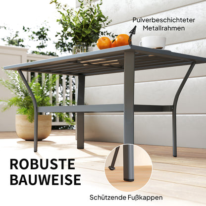 Metalen Bijzettafel – Buiten Tafel – Balkon Tafel – Coffee Table – Tuin Tafel – Donkergrijs – Weerbestendig – 91,5 x 55 x 45 cm