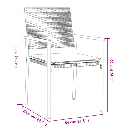 Tuinstoelen – Buitenstoelen – Terrasstoelen – Tuinmeubilair – Zwart Poly Rattan – Stevig Stalen Frame – Inclusief Kussens