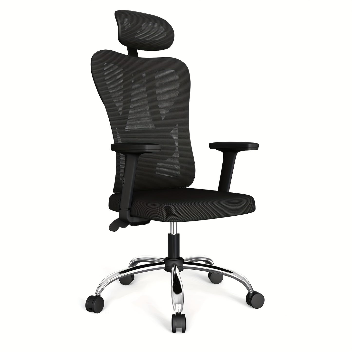 Ergonomic Office Chair with Lumbar Support, Headrest & Armrests - Adjustable Height and Swivel Function, Metal Frame, Supports Up to 299.82KG