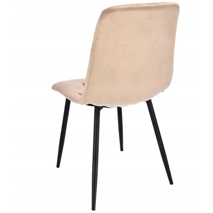 Eetkamerstoelen – Gestoffeerd – Stoelen Set – Velours Stoel – Moderne Armstoel – Zacht Velours – Diamond Stiksels – Zwart Metalen Poten – Max 130 kg Draagvermogen