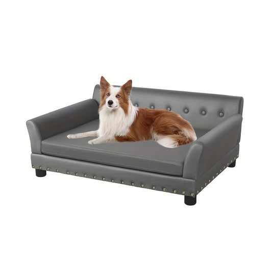 Hondenbank – Honden Sofa – Hondenbed – Hondenstoel – L/XL – 96x72x40 cm – Krasbestendige Microfiber – Stevig Eucalyptus Houten Frame
