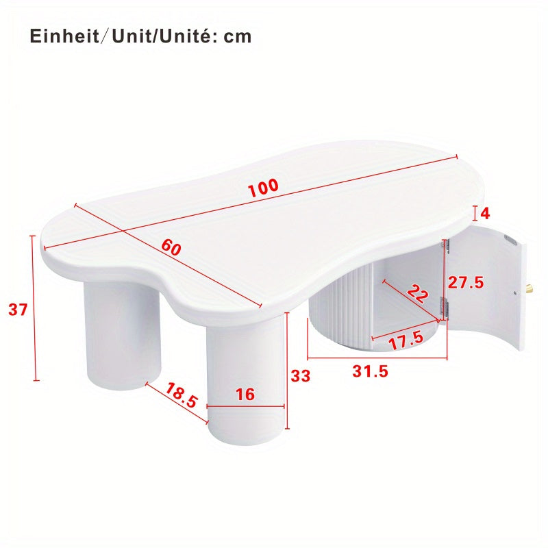 Salontafel – Koffietafel – Bijzettafel – Woonkamertafel – Hoektafel – Asymmetrisch Modern Design – Stevig MDF Met Opbergruimte – Wit Zwart Space-Saving
