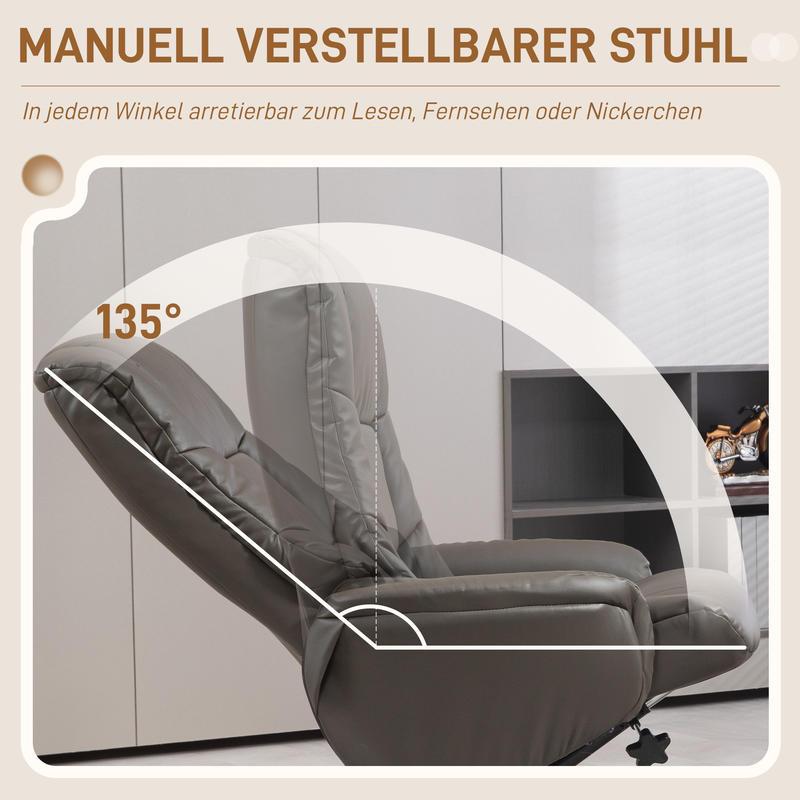 Ergonomische Relaxfauteuil – Relaxstoel – Lounge Chair – Zetel – Fauteuil Met Hocker – Verstelbare Rugleuning – Stevig Hardhout En Metaal Frame