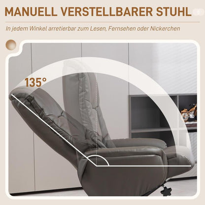 Ergonomische Relaxfauteuil – Relaxstoel – Lounge Chair – Zetel – Fauteuil Met Hocker – Verstelbare Rugleuning – Stevig Hardhout En Metaal Frame