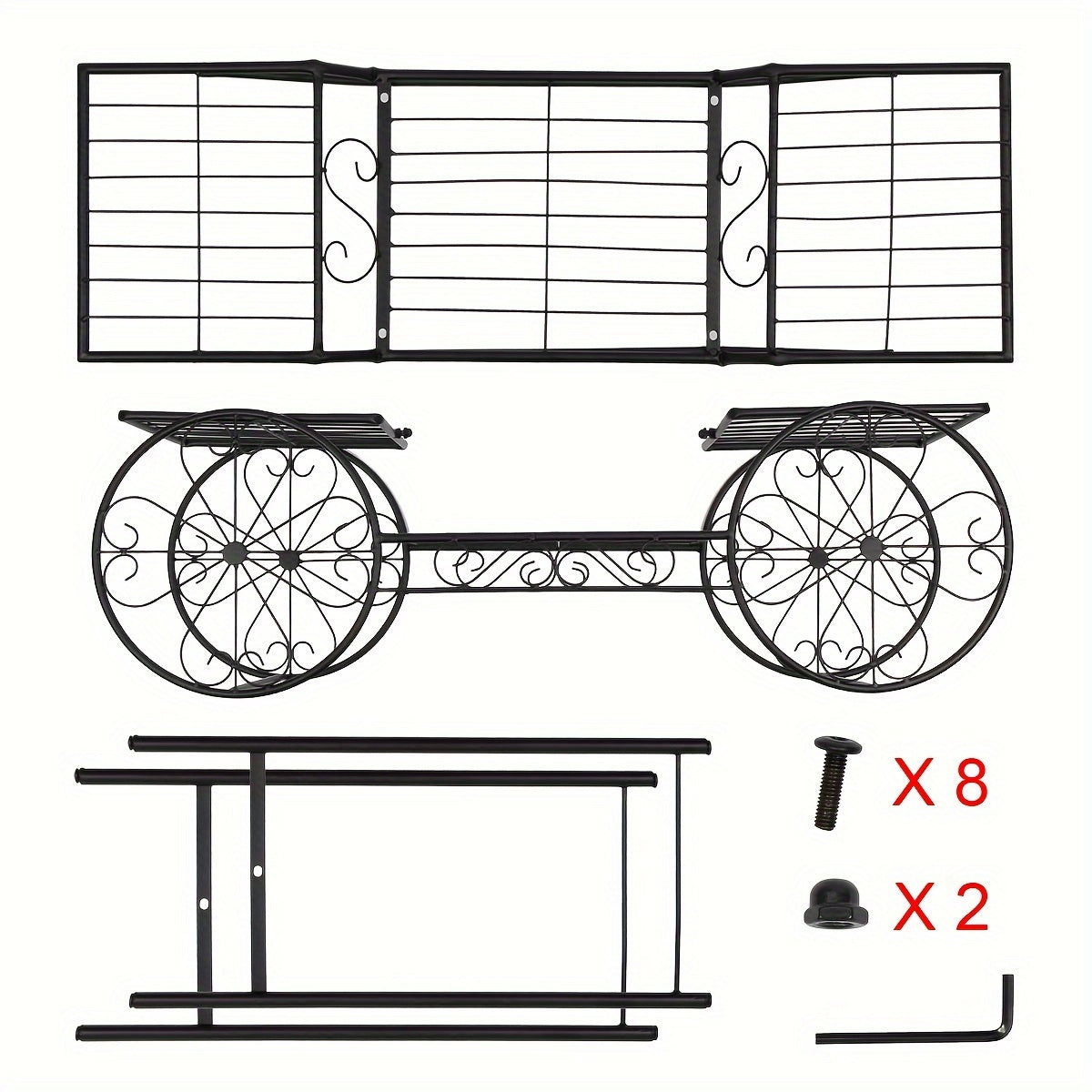 Pflanzenregal Metall – Blumenregal Balkon – Blumenständer Innen – Pflanzenhalter Wohnzimmer – Pflanzenwagen Mit 6 Ablagen – Robustes Metall – Leicht Rollbar Schwarz
