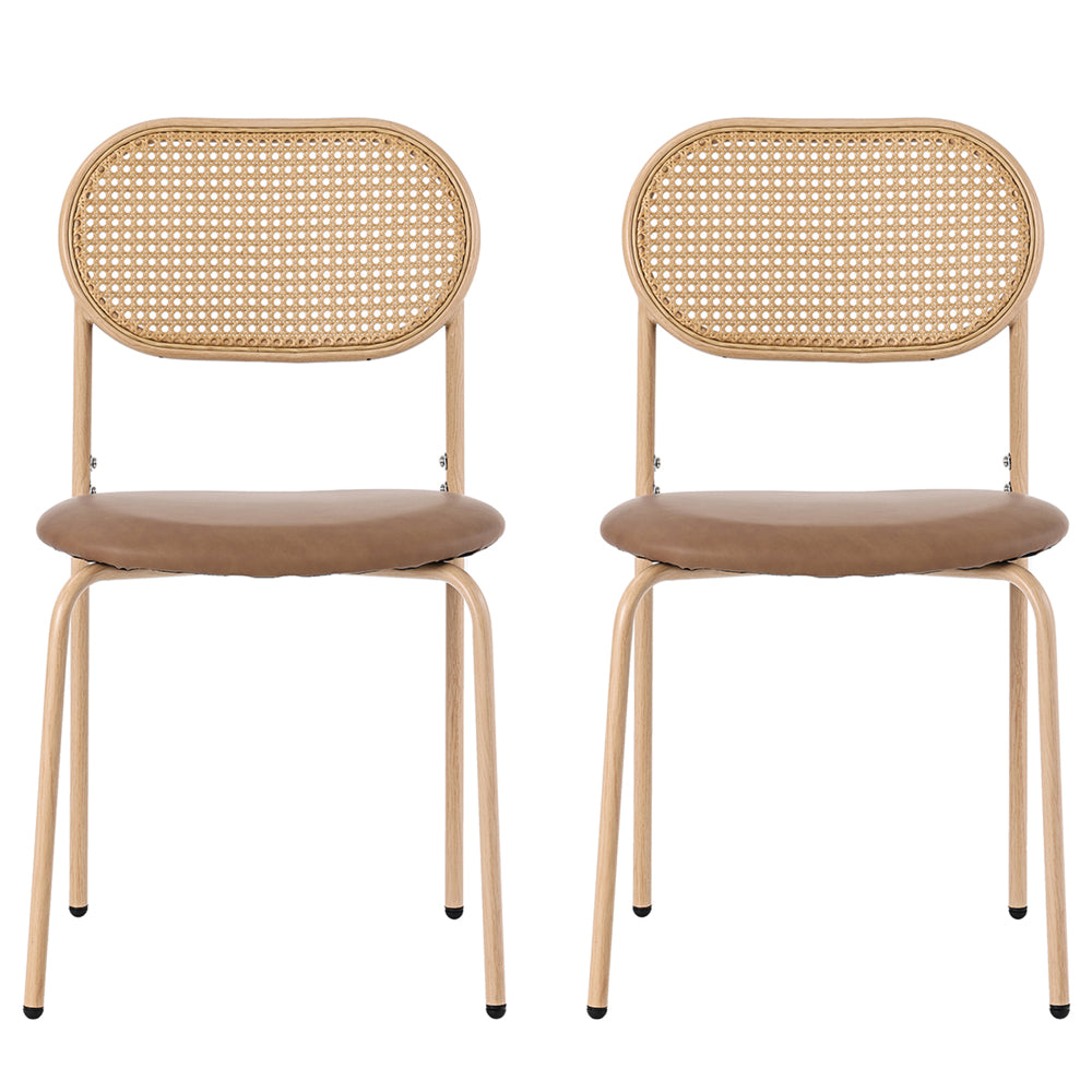 Dining Chair Set, Modern Simple Lounge Chair with Four Metal Supporting Legs, Rattan Lounge Chair for Living Room and Bedroom, Brown Model, 2pcs, Chairs for Living Room, Furniture for Home, Dining Chairs for Home, Bedroom Sea