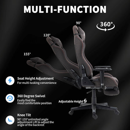 Gamingstoel – Gamestoel – Gaming Chair – Game Stoel – Bureaustoel – Ademend Stof – Pocketvering Zitting Met Gelkussen